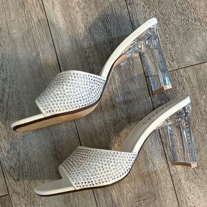 XOXO Crystal Embellished White slip on heals size 8